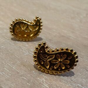 Gold-Plated Paisley Stud Earrings